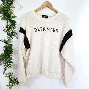 Fabrik Dreamers White & Black Fuzzy Sweatshirt L Polyester & Cotton《947》J